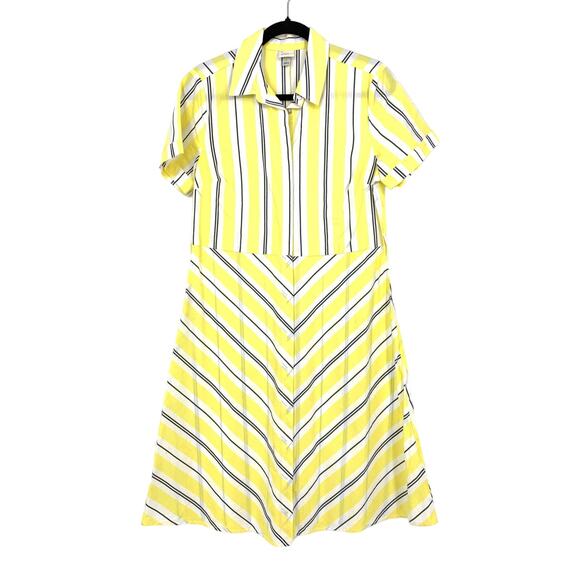 A New Day Dress Women's Size Small Shirt Dress Yellow Striped Chevron Pattern - Picture 1 of 6